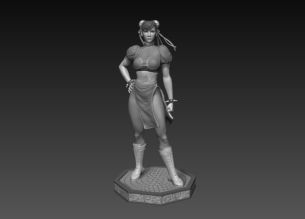 Chun Li Street Fighter Fan-art Statue 3D STL Model — view 3