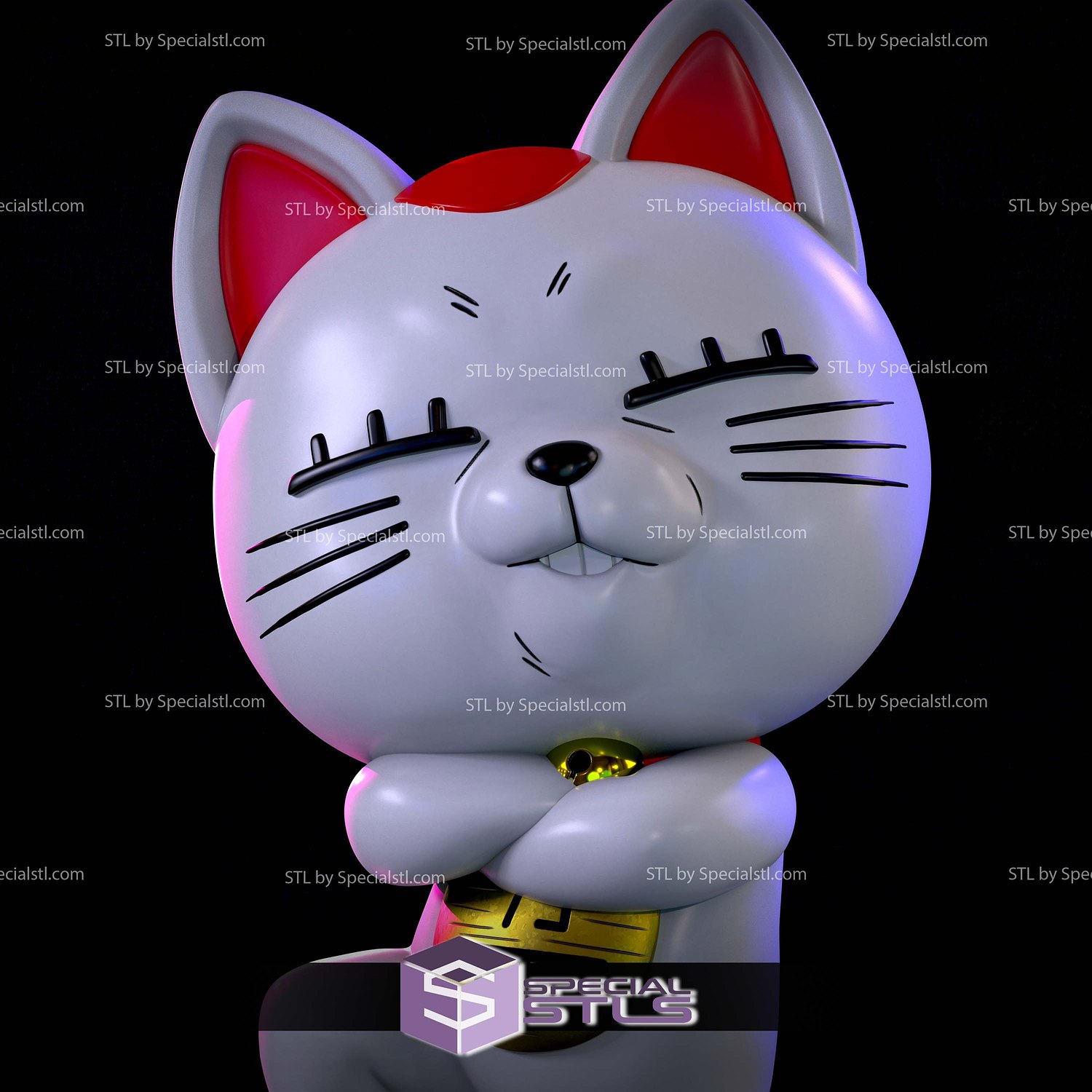 Turbo Granny Maneki Neko Sculptures 3D Printing STL Model — view 2