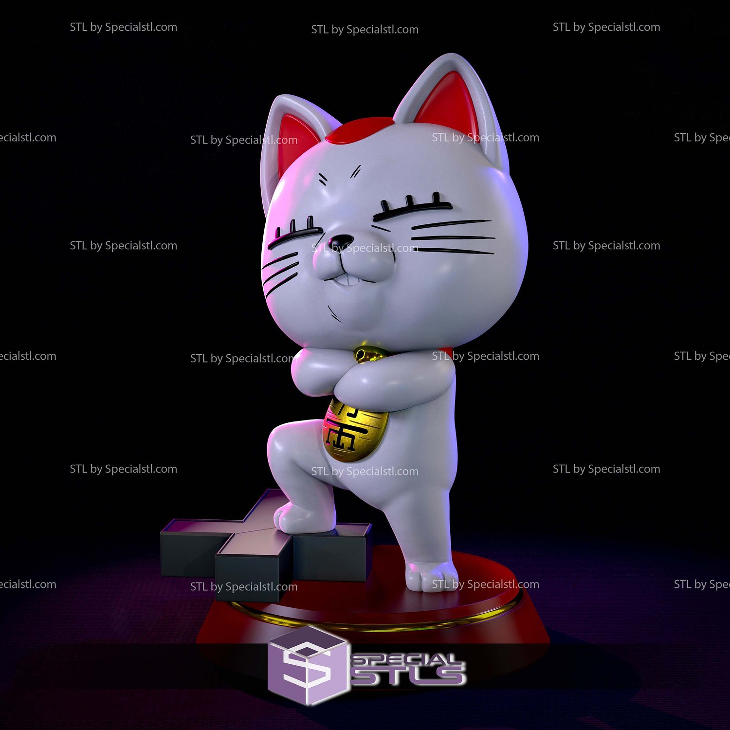 Turbo Granny Maneki Neko Sculptures 3D Printing STL Model — view 3