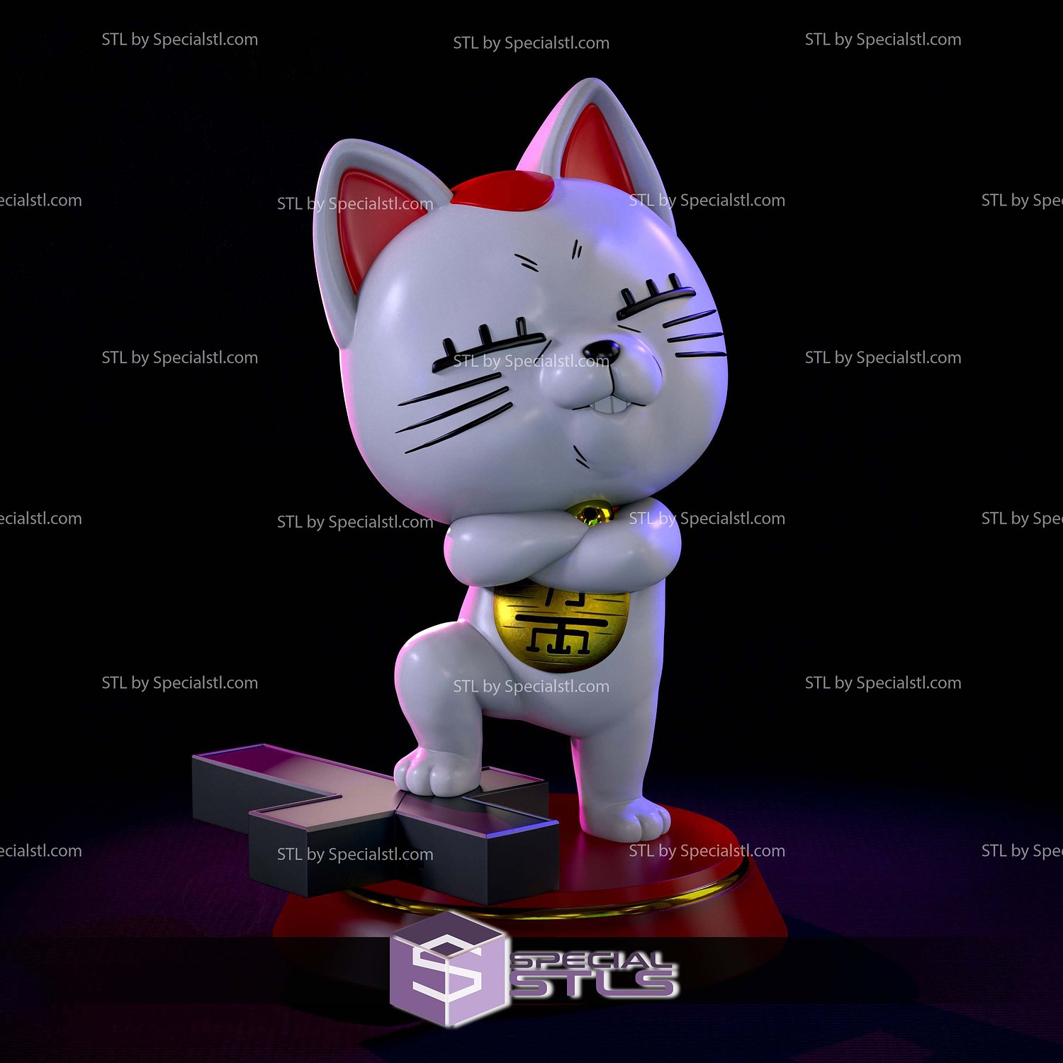 Turbo Granny Maneki Neko Sculptures 3D Printing STL Model — view 4