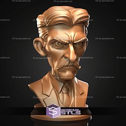 Mini Bust Character Collection STL Nikola Tesla 3D Model