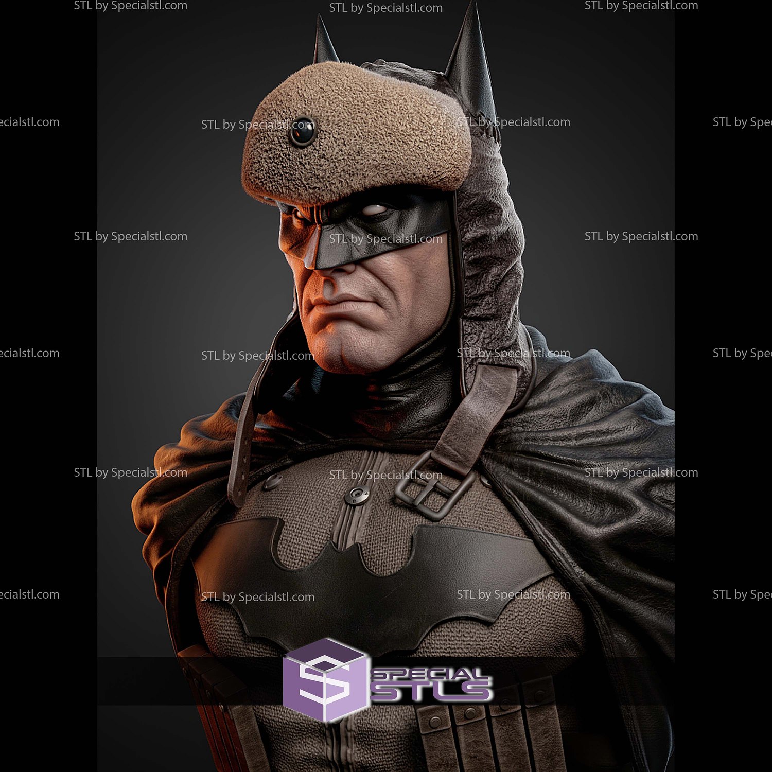 Batman Red Son Portrait Bust 370mm STL Files 3D Model — view 2