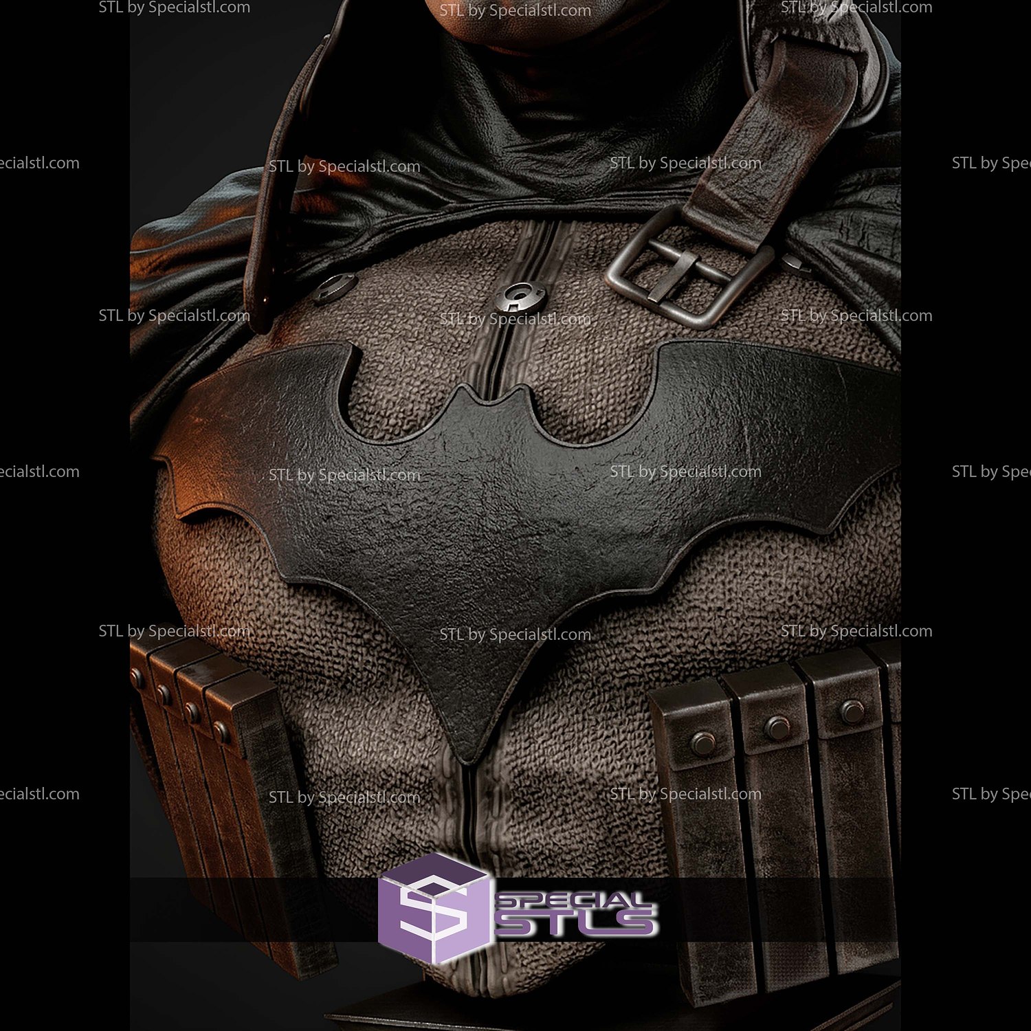 Batman Red Son Portrait Bust 370mm STL Files 3D Model — view 3