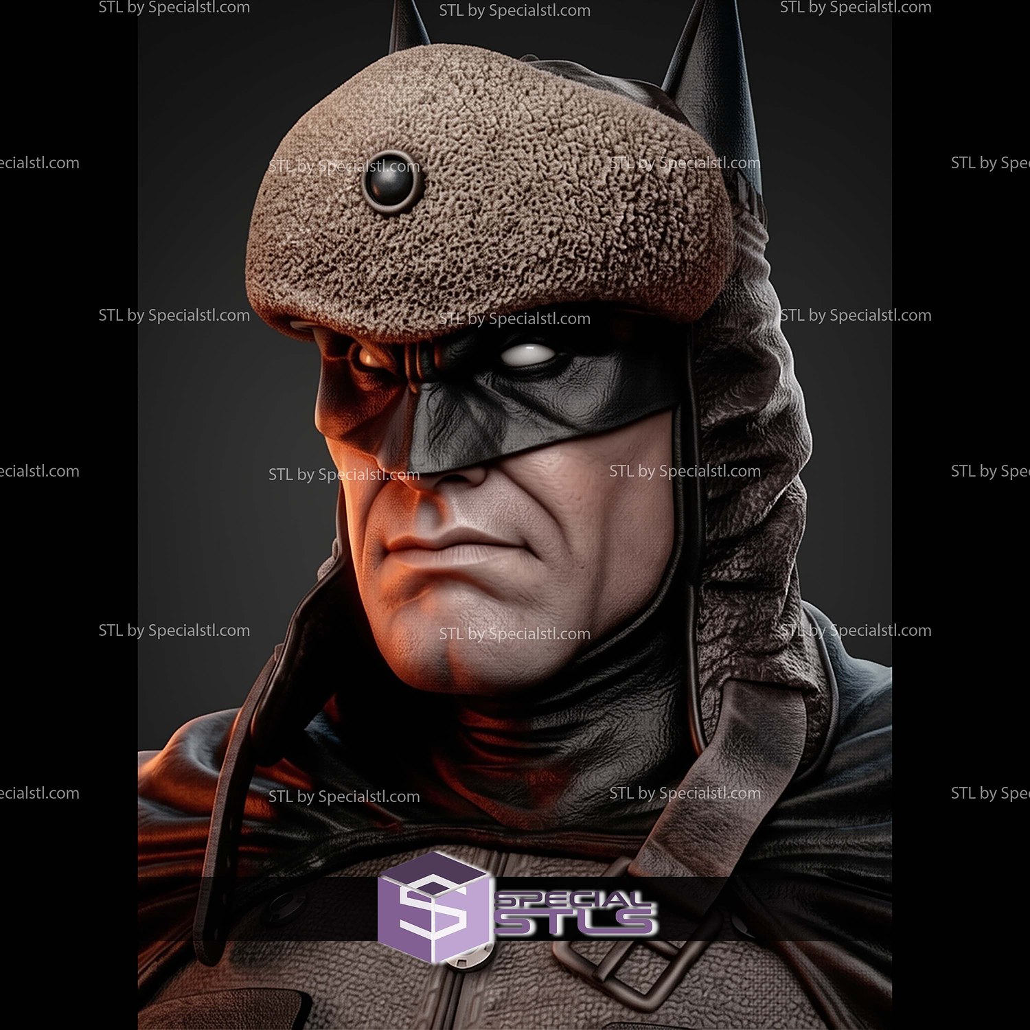 Batman Red Son Portrait Bust 370mm STL Files 3D Model — view 4