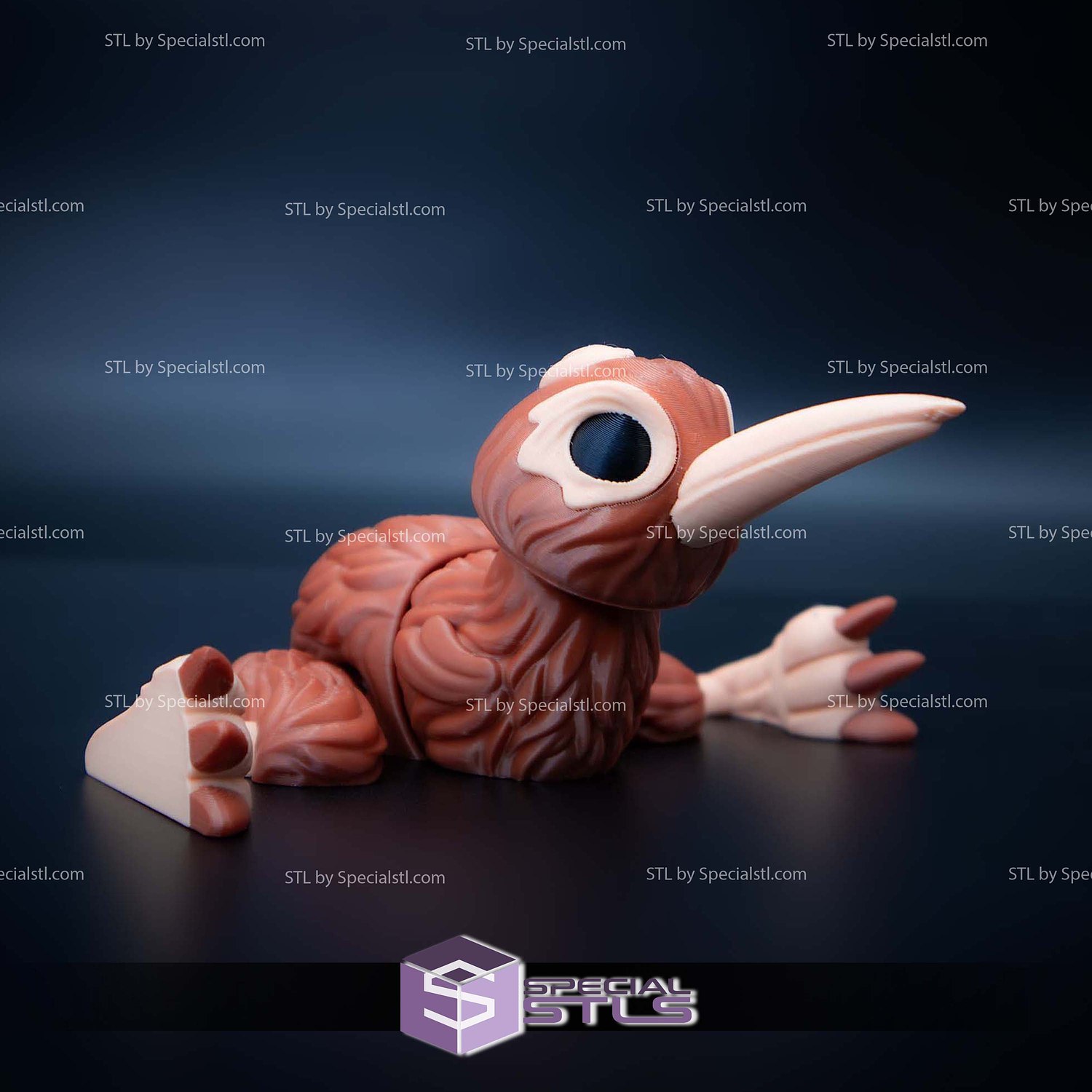 Super Basic STL Flexi Kiwi Bird 3D Model — view 3