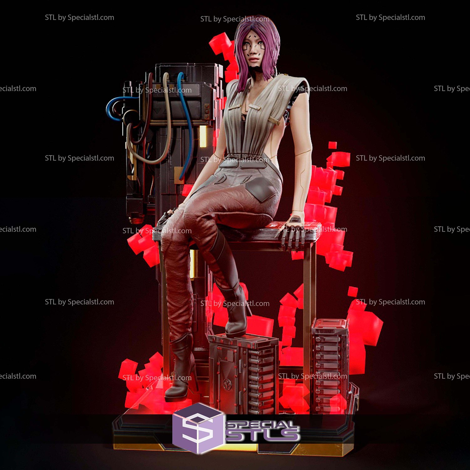 Songbird Cyberpunk 2077 Sitting 1-6 STL Files 3D Model — view 4