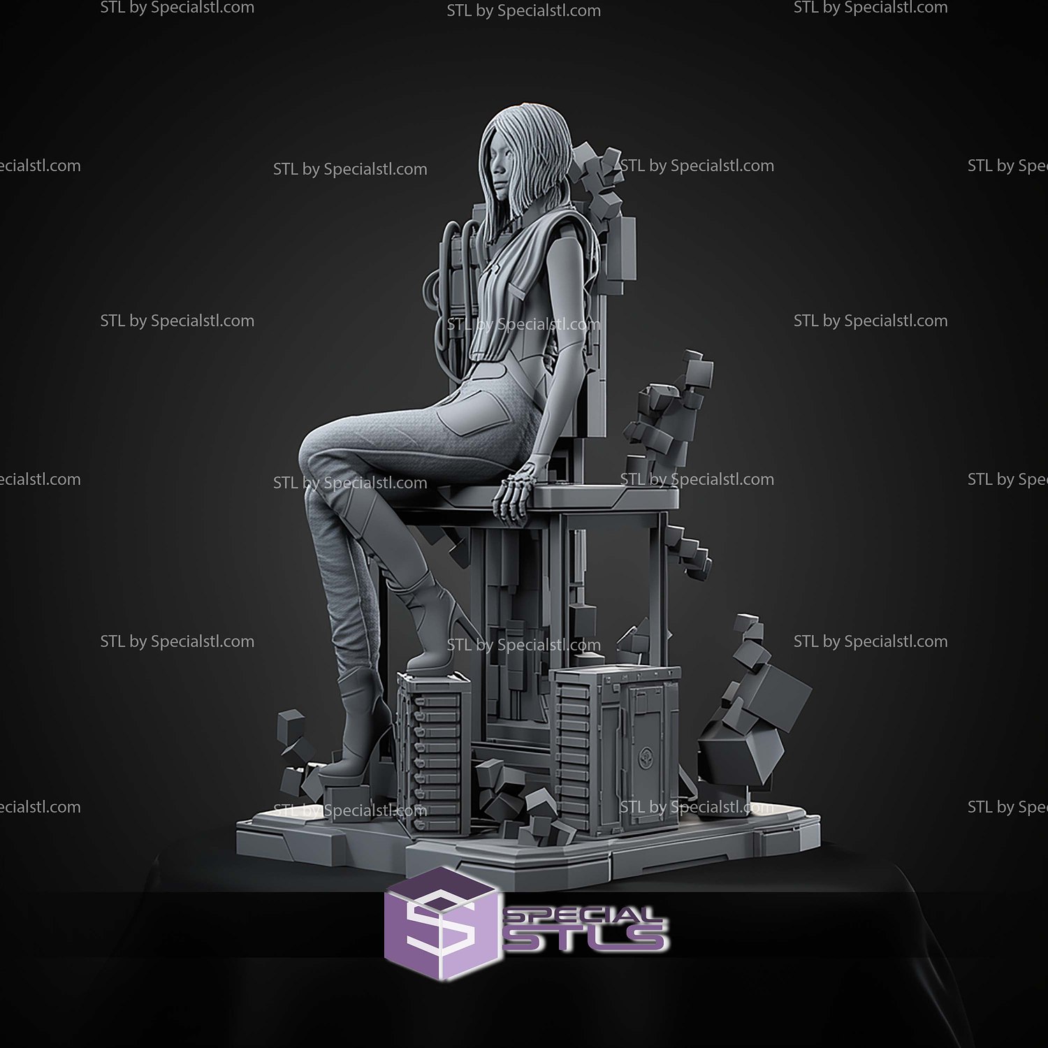 Songbird Cyberpunk 2077 Sitting 1-6 STL Files 3D Model — view 7