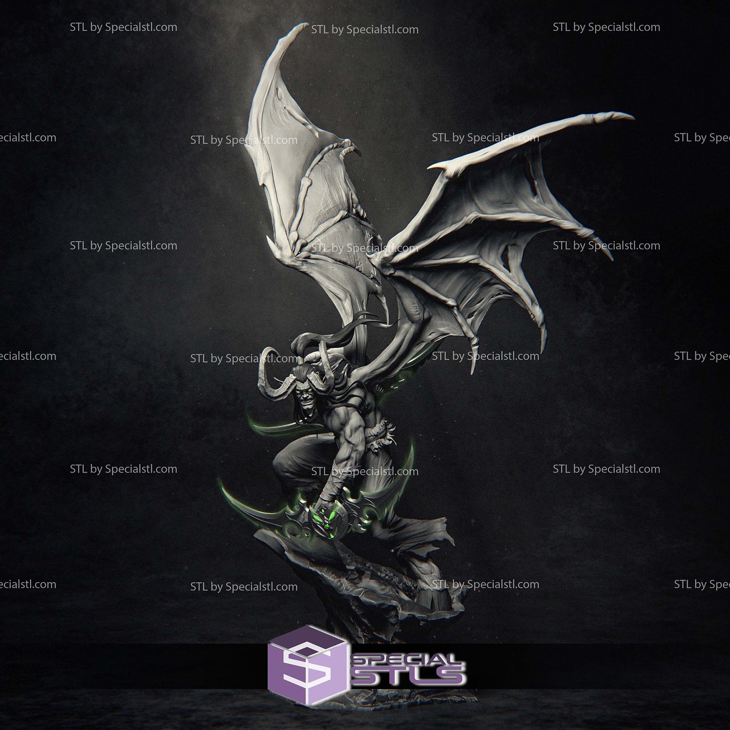 Illidan Stormrage in Battle Digital STL Files 3D Model — view 3