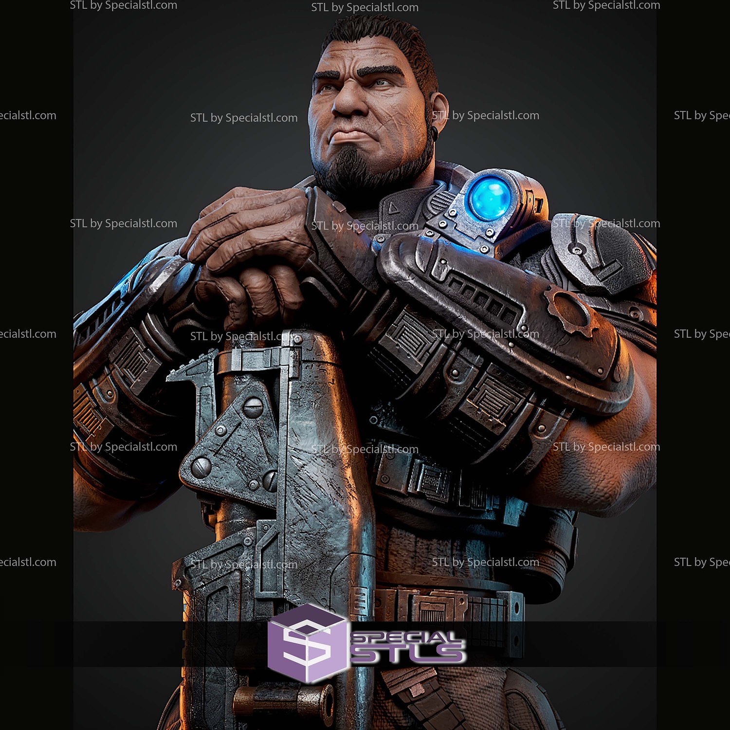 Dominic Santiago Portrait Bust 350mm STL Files 3D Model — view 2