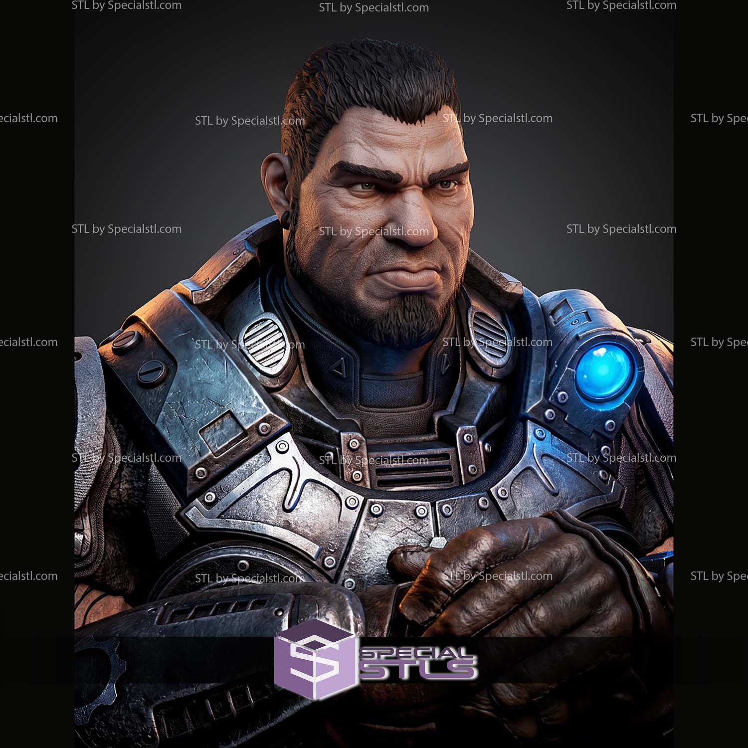 Dominic Santiago Portrait Bust 350mm STL Files 3D Model — view 3