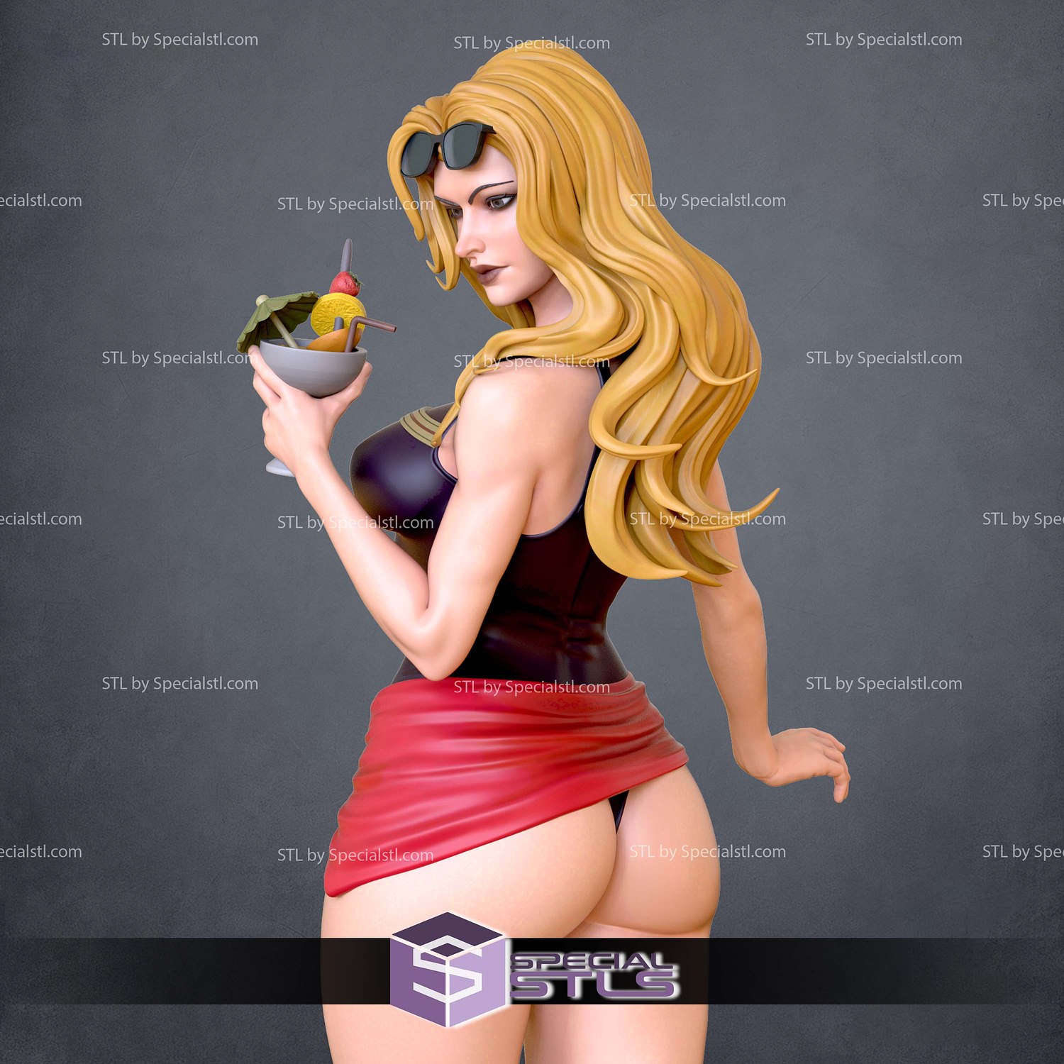 Captain Marvel Swimsuit STL Files 3D Model — view 2