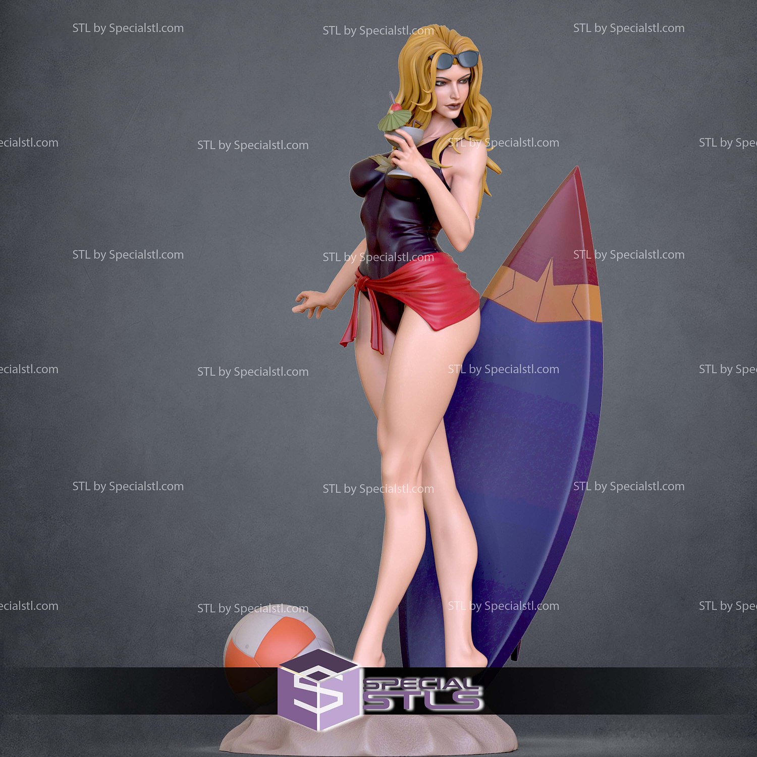 Captain Marvel Swimsuit STL Files 3D Model — view 3