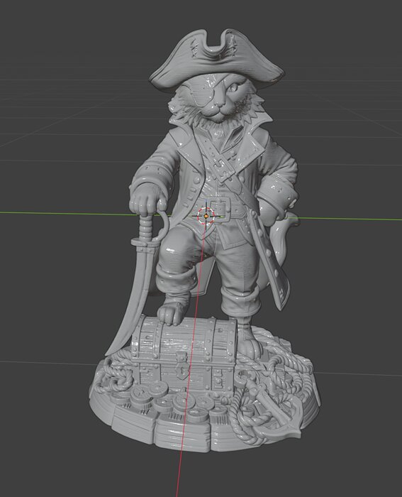 Pirate Cat Collectible Figurine STL for Resin Display 3D 3MF Model — view 3