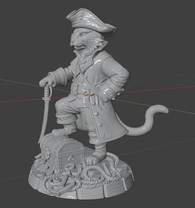 Pirate Cat Collectible Figurine STL for Resin Display 3D 3MF Model — view 4