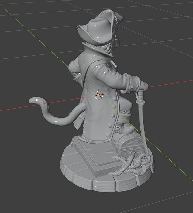 Pirate Cat Collectible Figurine STL for Resin Display 3D 3MF Model — view 7