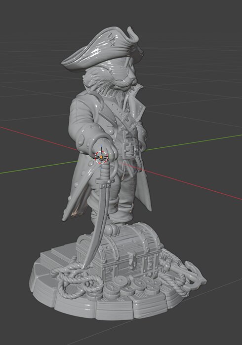 Pirate Cat Collectible Figurine STL for Resin Display 3D 3MF Model — view 8