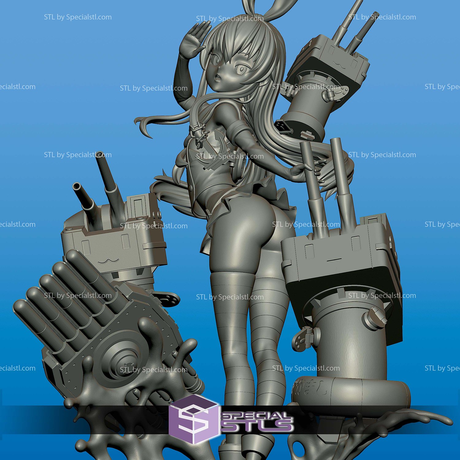 Shimakaze Azur Lane STL Files 3D Model — view 7