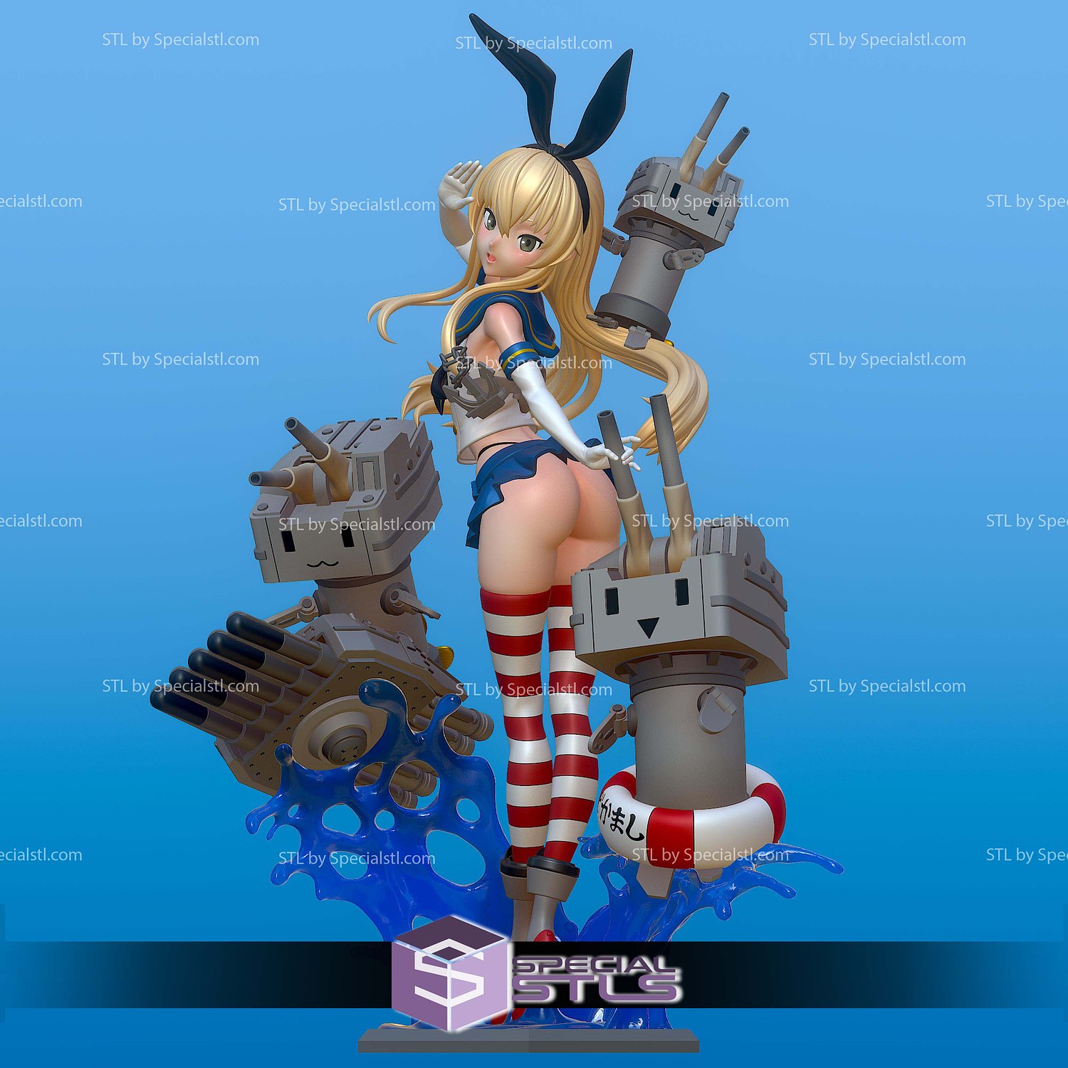 Shimakaze Azur Lane STL Files 3D Model — view 8
