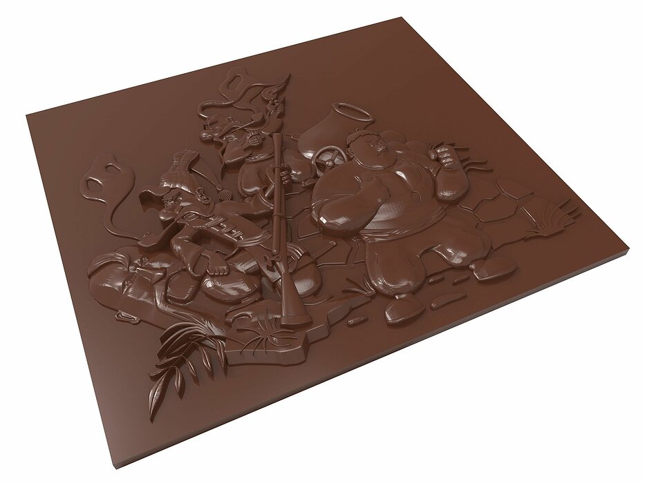 Characters from cartoon Cossacks bas relief 3D OBJ Model — view 2