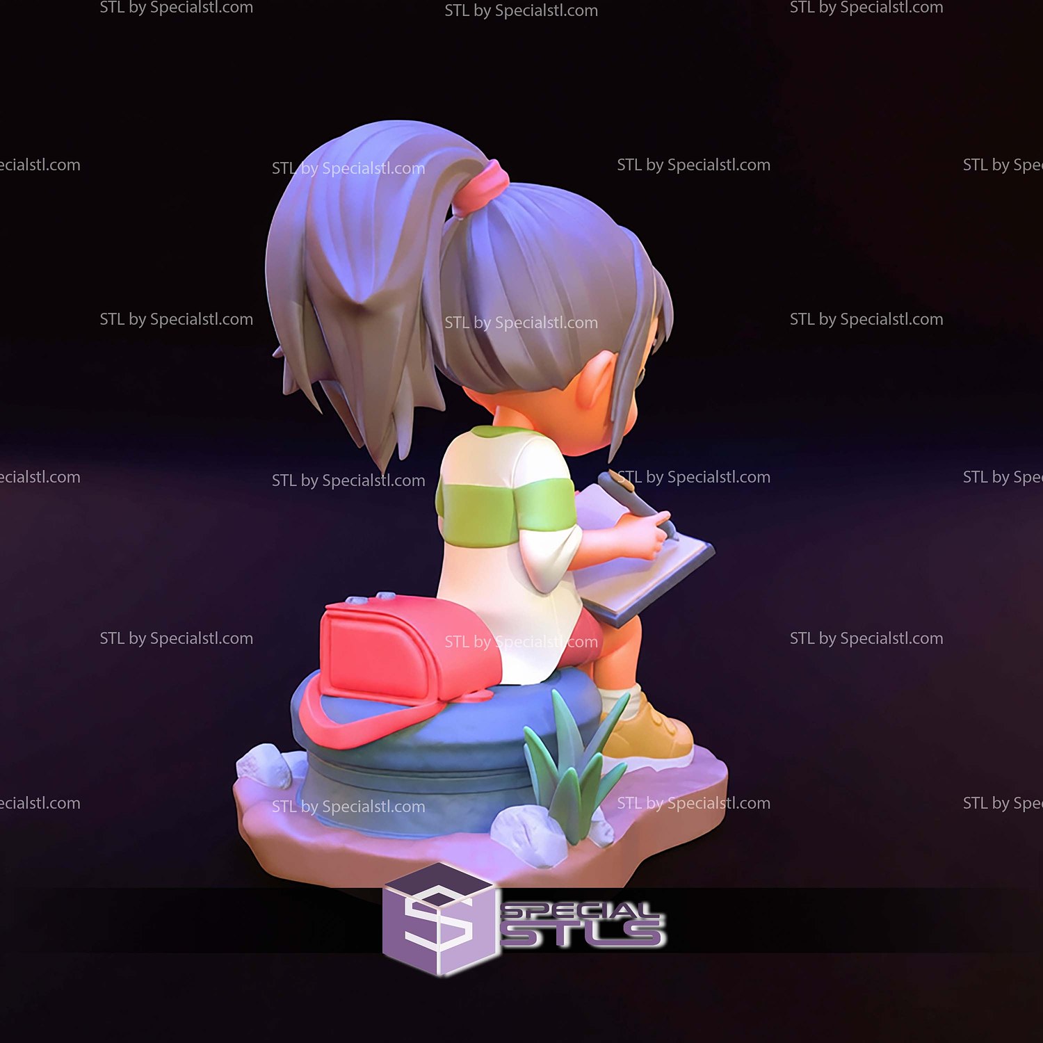 Chihiro Chibi Spirited Away STL Files 3D Model — view 4
