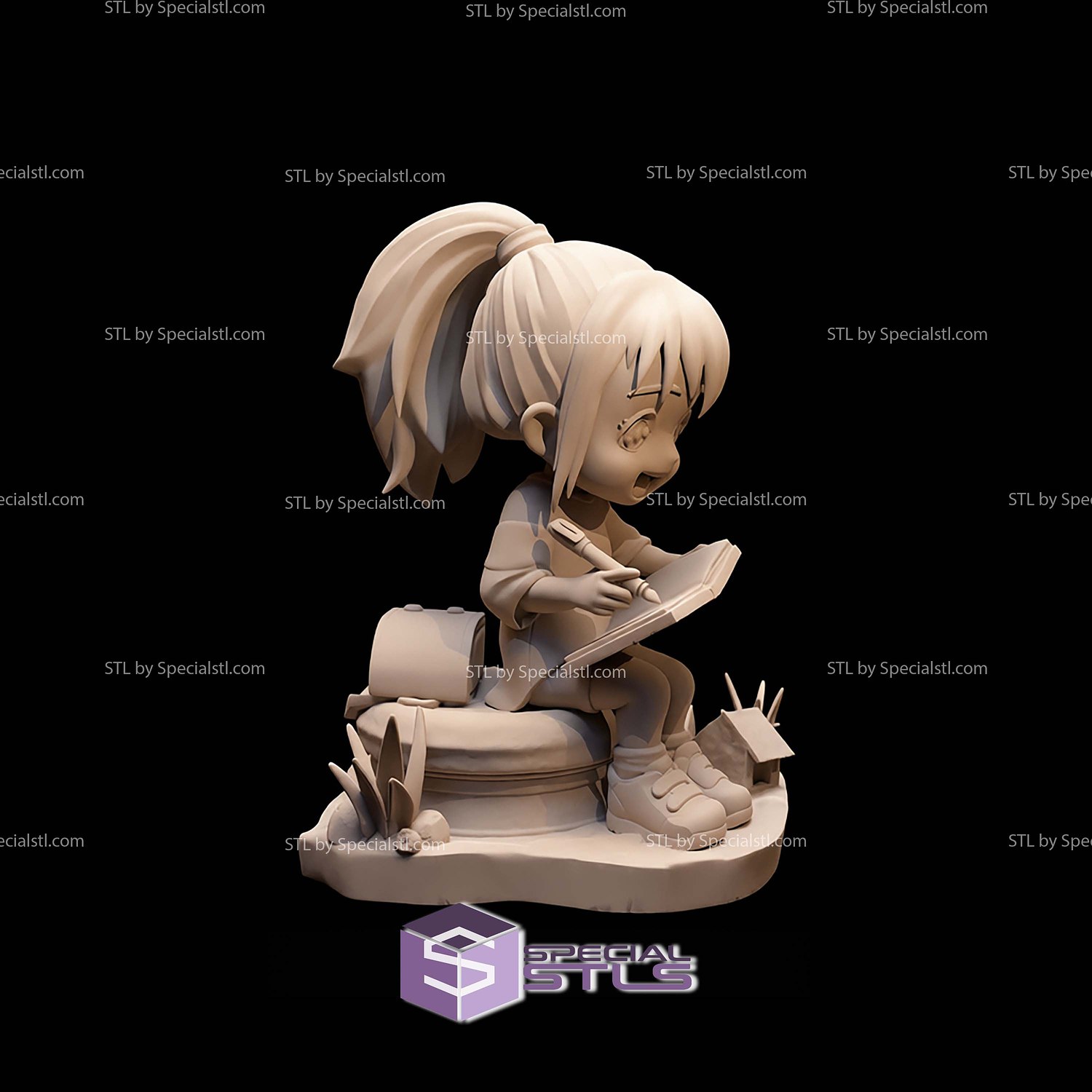 Chihiro Chibi Spirited Away STL Files 3D Model — view 5