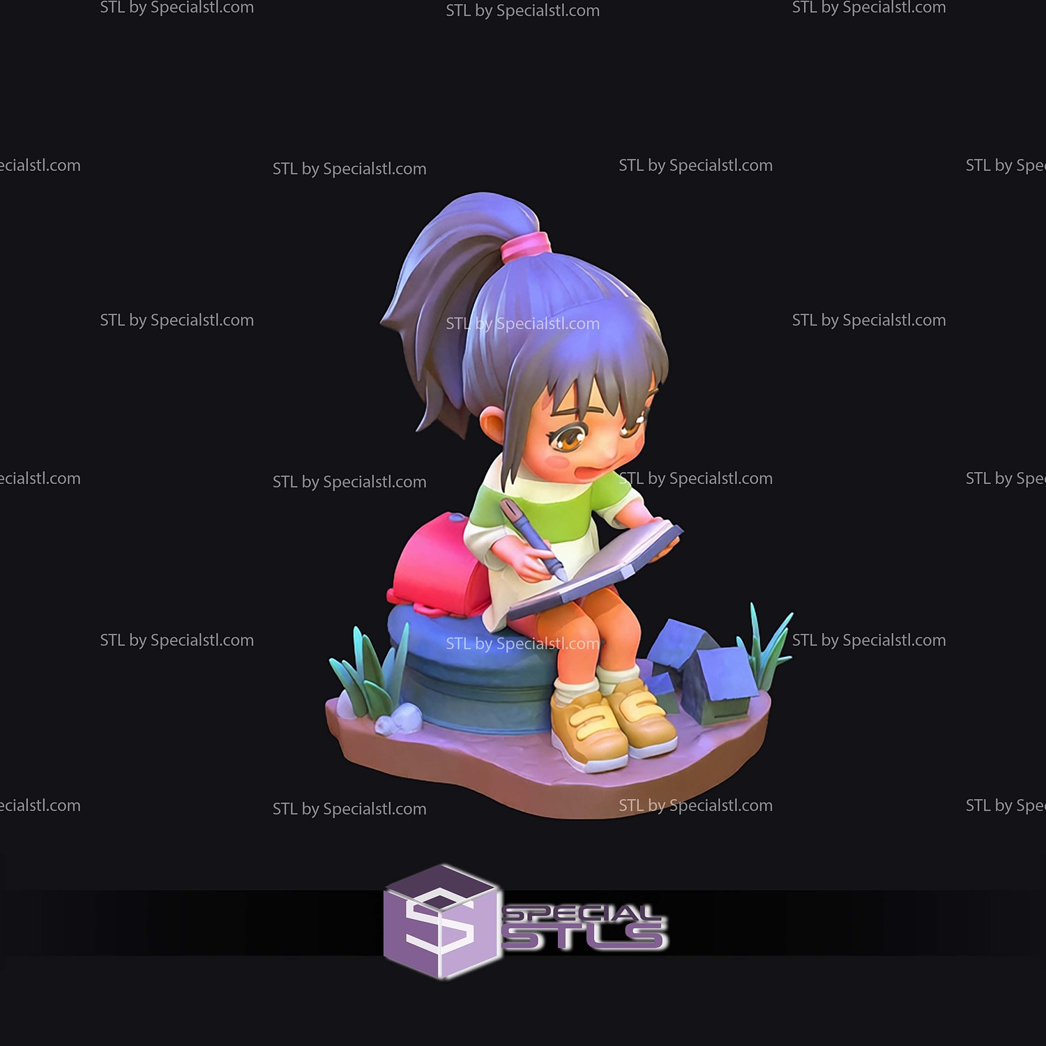 Chihiro Chibi Spirited Away STL Files 3D Model — view 8