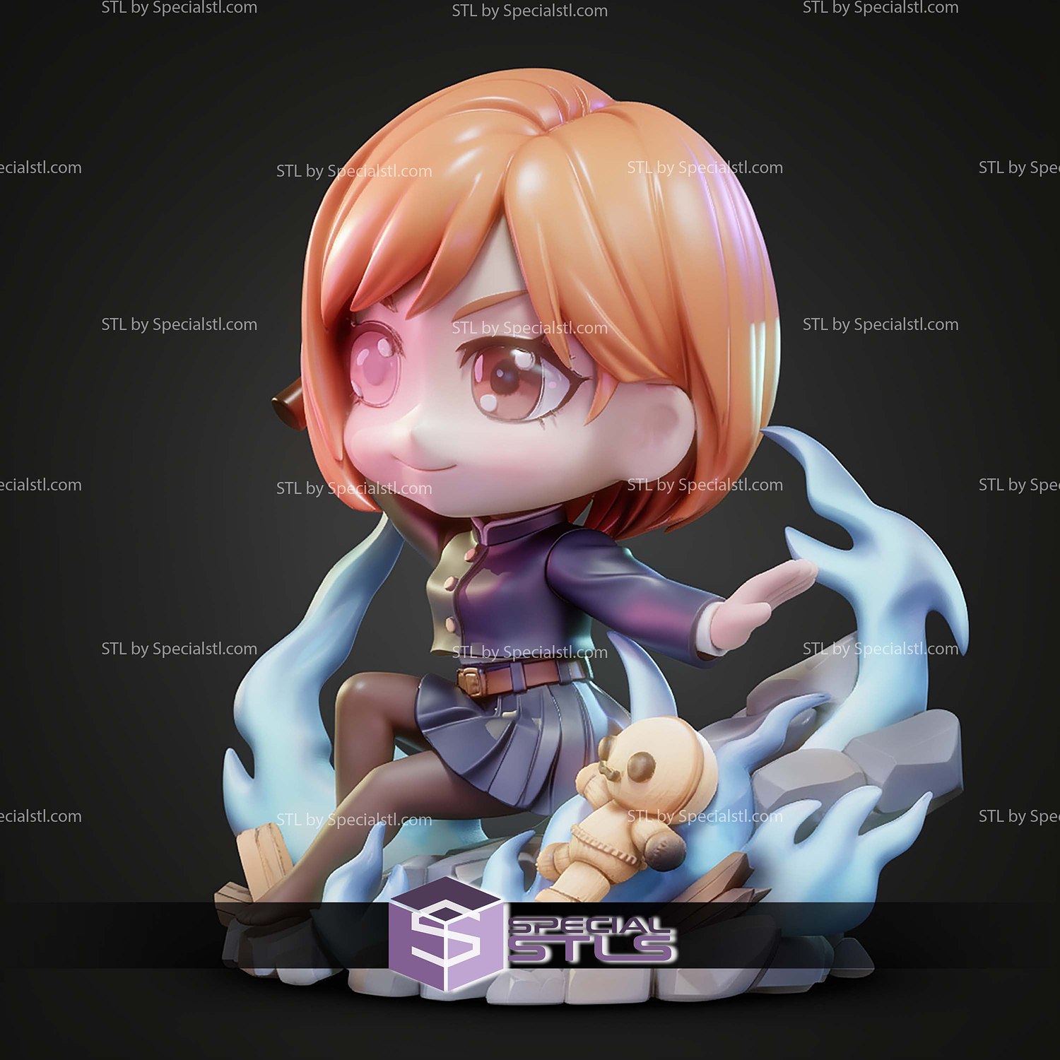 Nobara Kugisaki Jujutsu Kaisen Chibi STL Files 3D Model — view 4