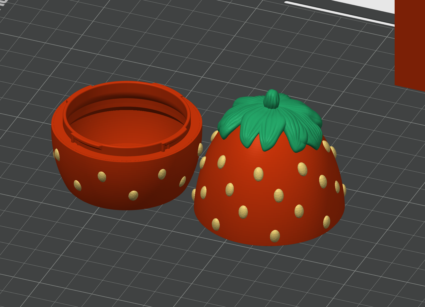 Strawberry Dragon Flexi Pack - Adult & Baby Dragons with Egg Container, Keychain Option 3D 3MF Model — view 6
