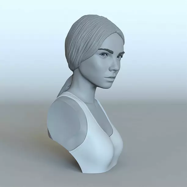 Portrait of a girl with a ponytail 3D ZTL Model