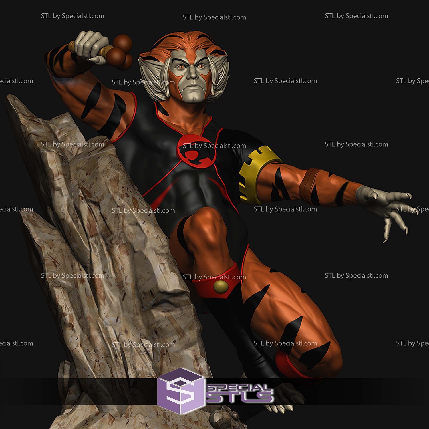 Tygra Red and Black Thundercats STL Files 3D Model — view 6