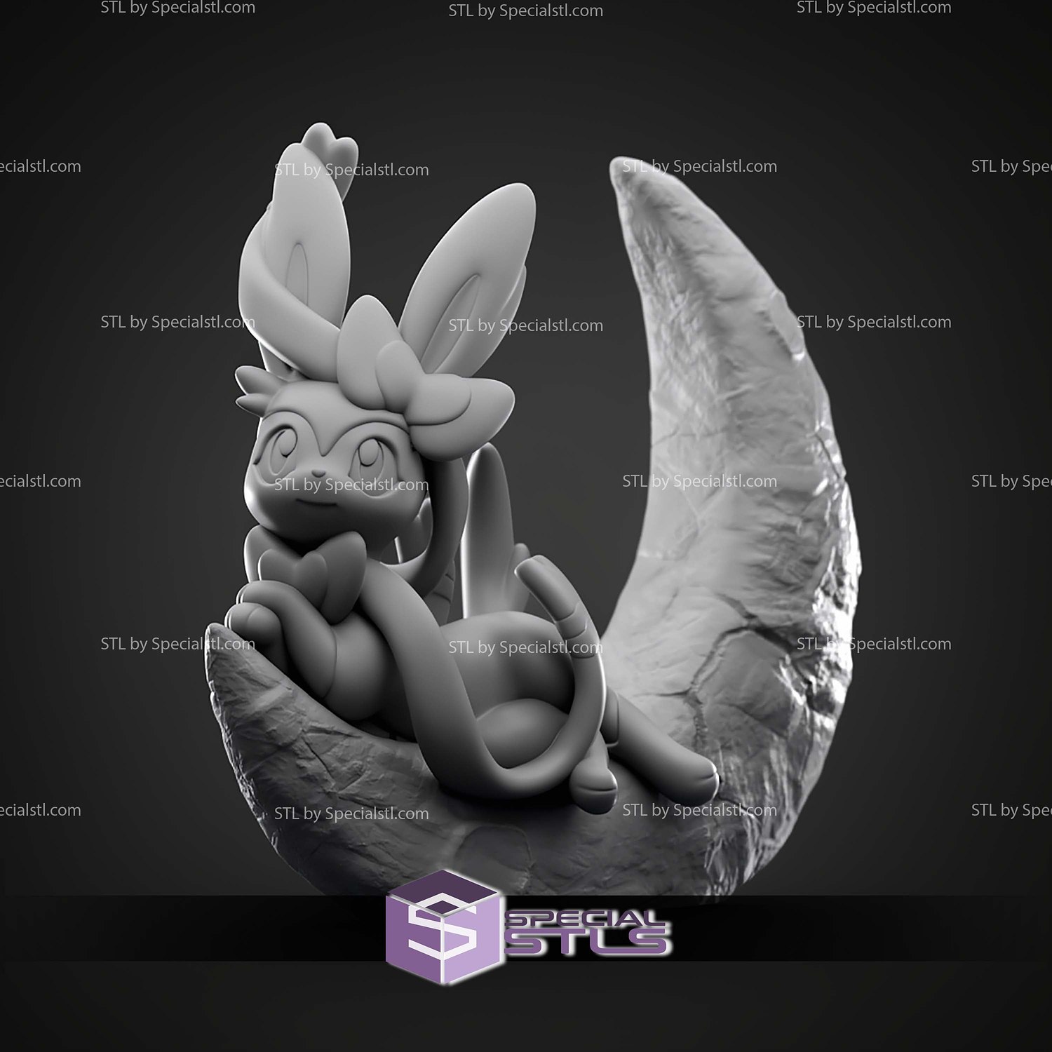 Basic Pokemon Collection Sylveon on Moon 3D STL Model — view 2