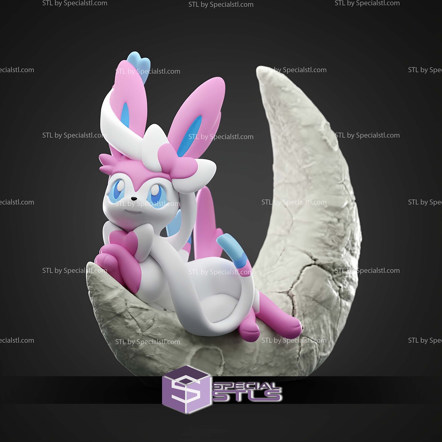 Basic Pokemon Collection Sylveon on Moon 3D STL Model — view 3
