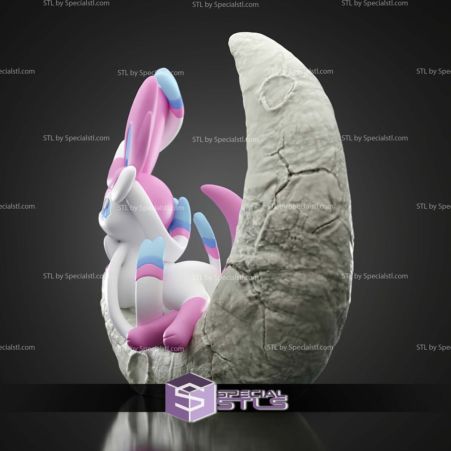 Basic Pokemon Collection Sylveon on Moon 3D STL Model — view 5