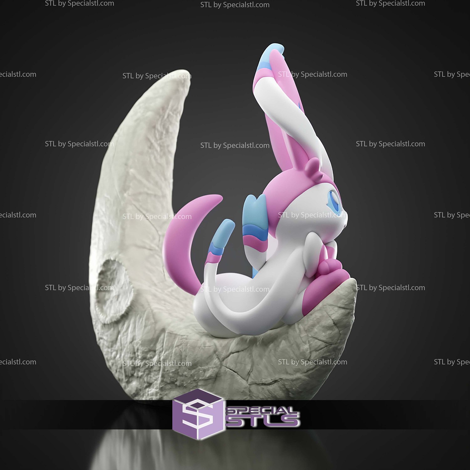 Basic Pokemon Collection Sylveon on Moon 3D STL Model — view 7