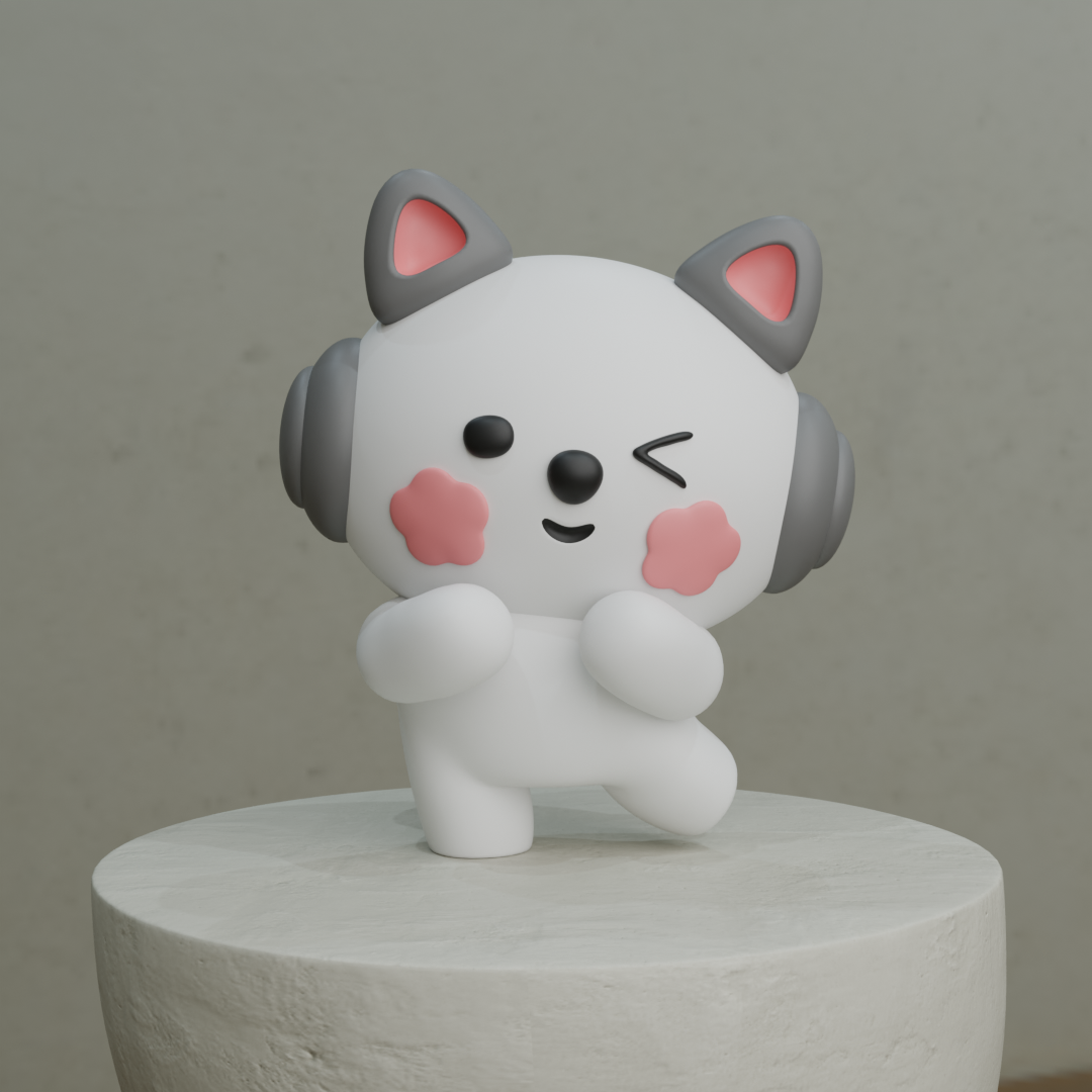 Cute Cat 3D STL Model — view 2