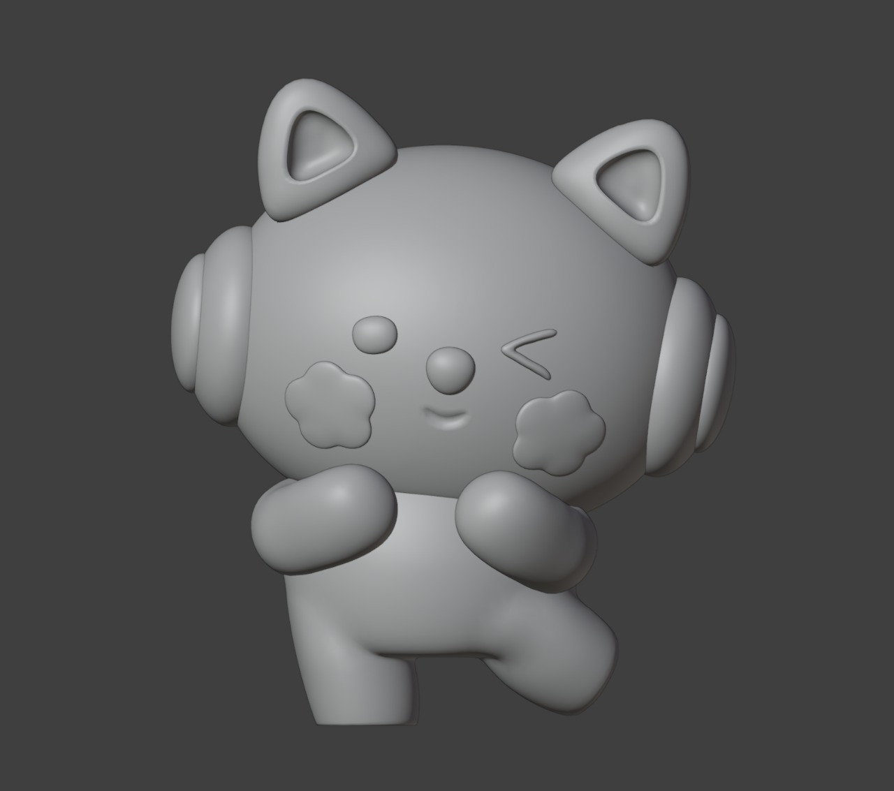 Cute Cat 3D STL Model — view 3