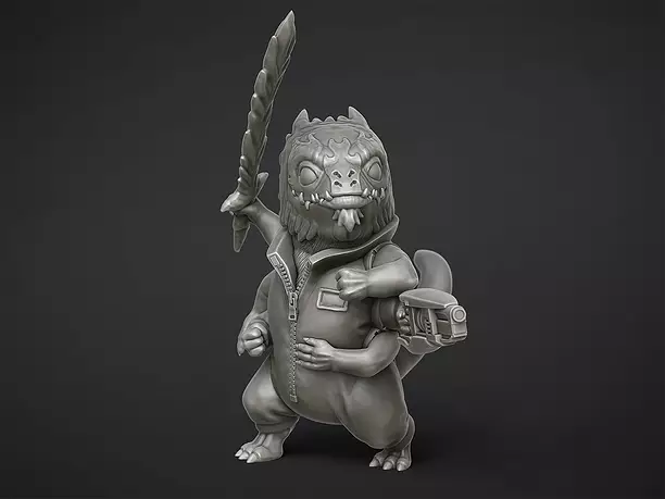 Six-Armed Alien - Energy Sword and Blaster 3D STL Model