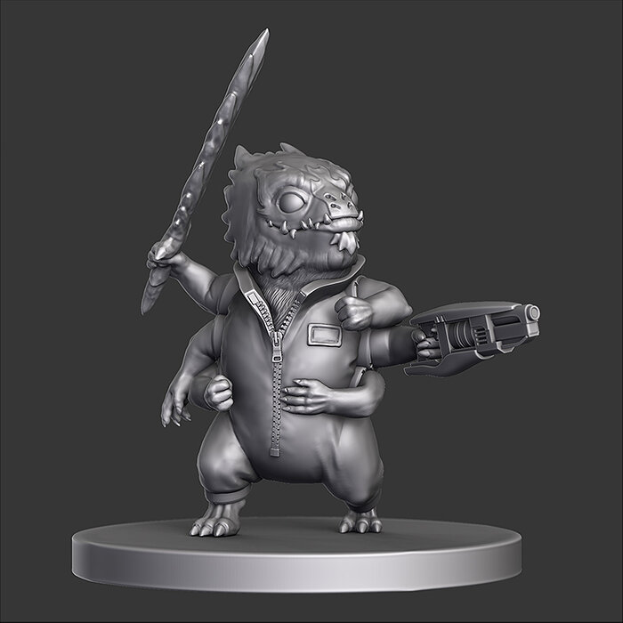 Six-Armed Alien - Energy Sword and Blaster 3D STL Model — view 2