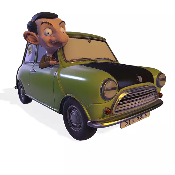 Classic PBR British Mini Car Cartoon Statue 3D MP4 Model