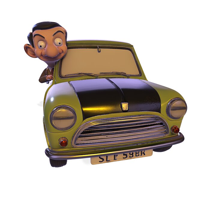 Classic PBR British Mini Car Cartoon Statue 3D MP4 Model — view 2