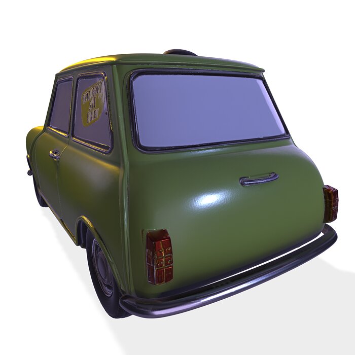 Classic PBR British Mini Car Cartoon Statue 3D MP4 Model — view 7
