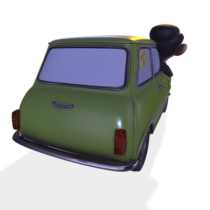 Classic PBR British Mini Car Cartoon Statue 3D MP4 Model — view 8