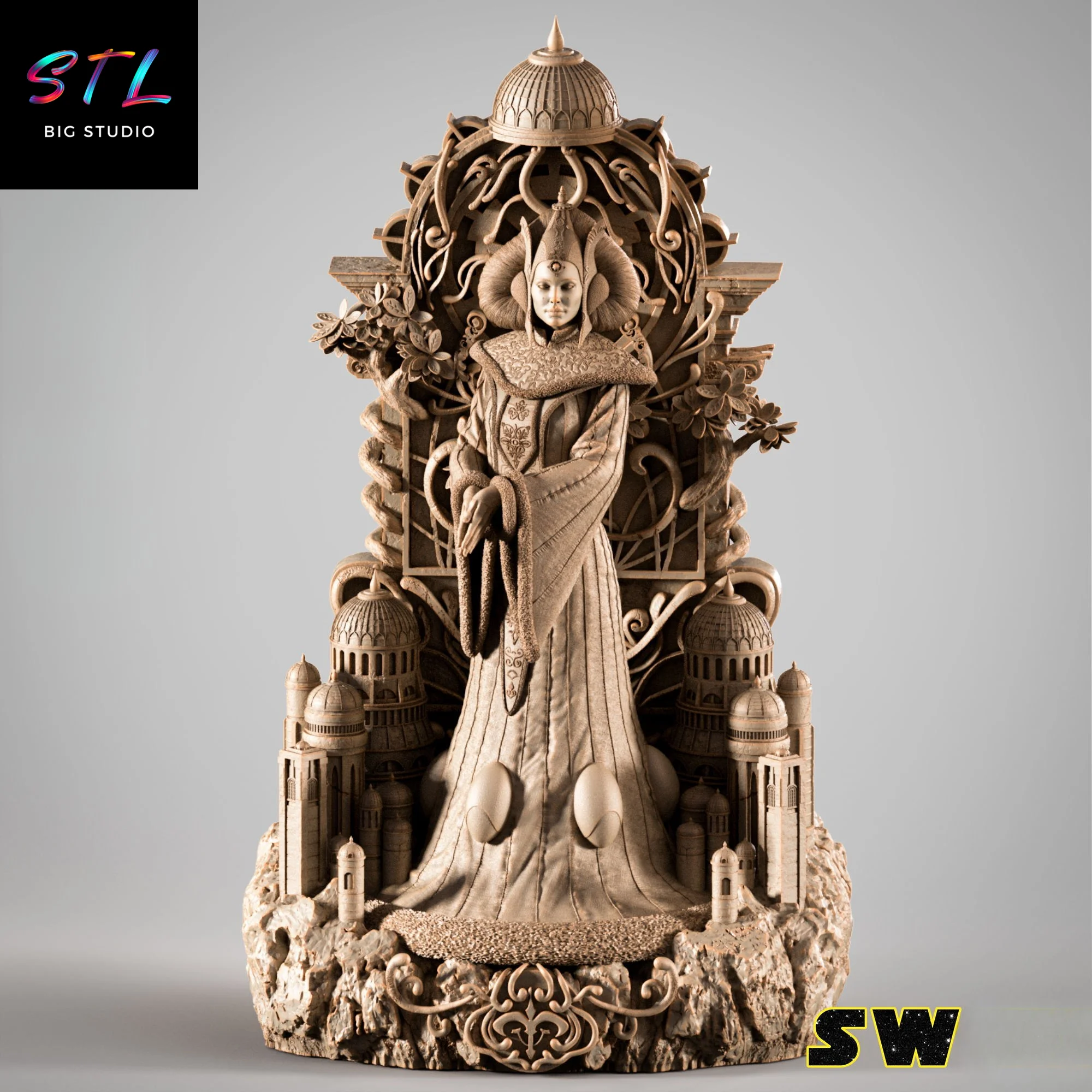 Padmé Amidala STL | Queen of Naboo Diorama for 3D Printing | Star Wars Model