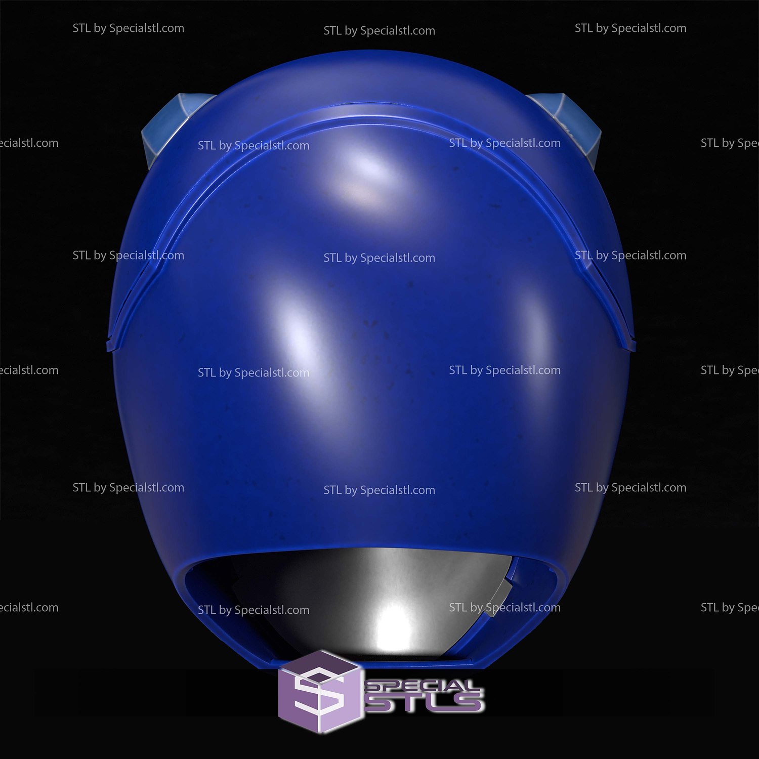 Cosplay STL Files Blue MMPR Ranger Helmet 3D Model — view 3