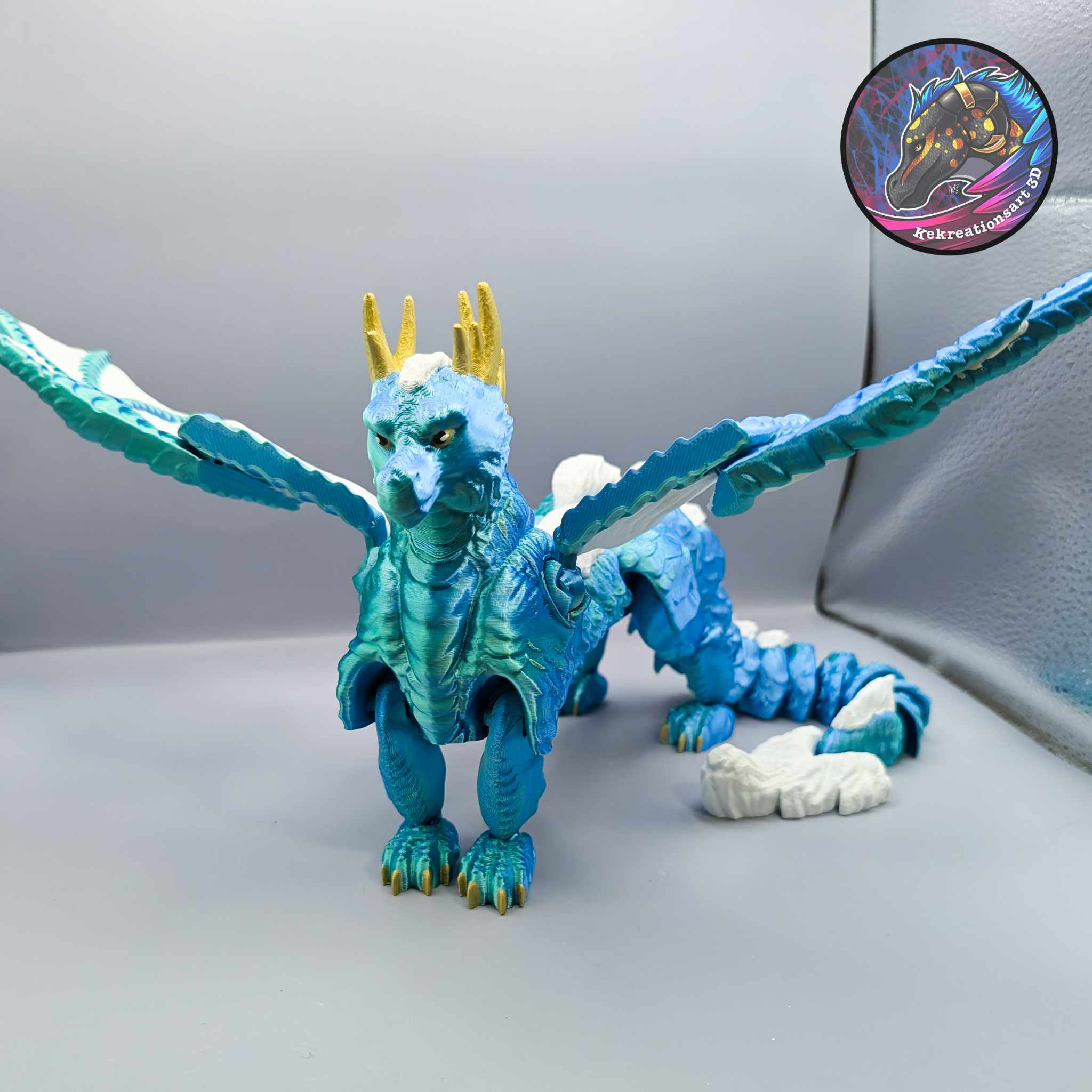 Flexi Arctic Dragon 3D 3MF Model — view 3