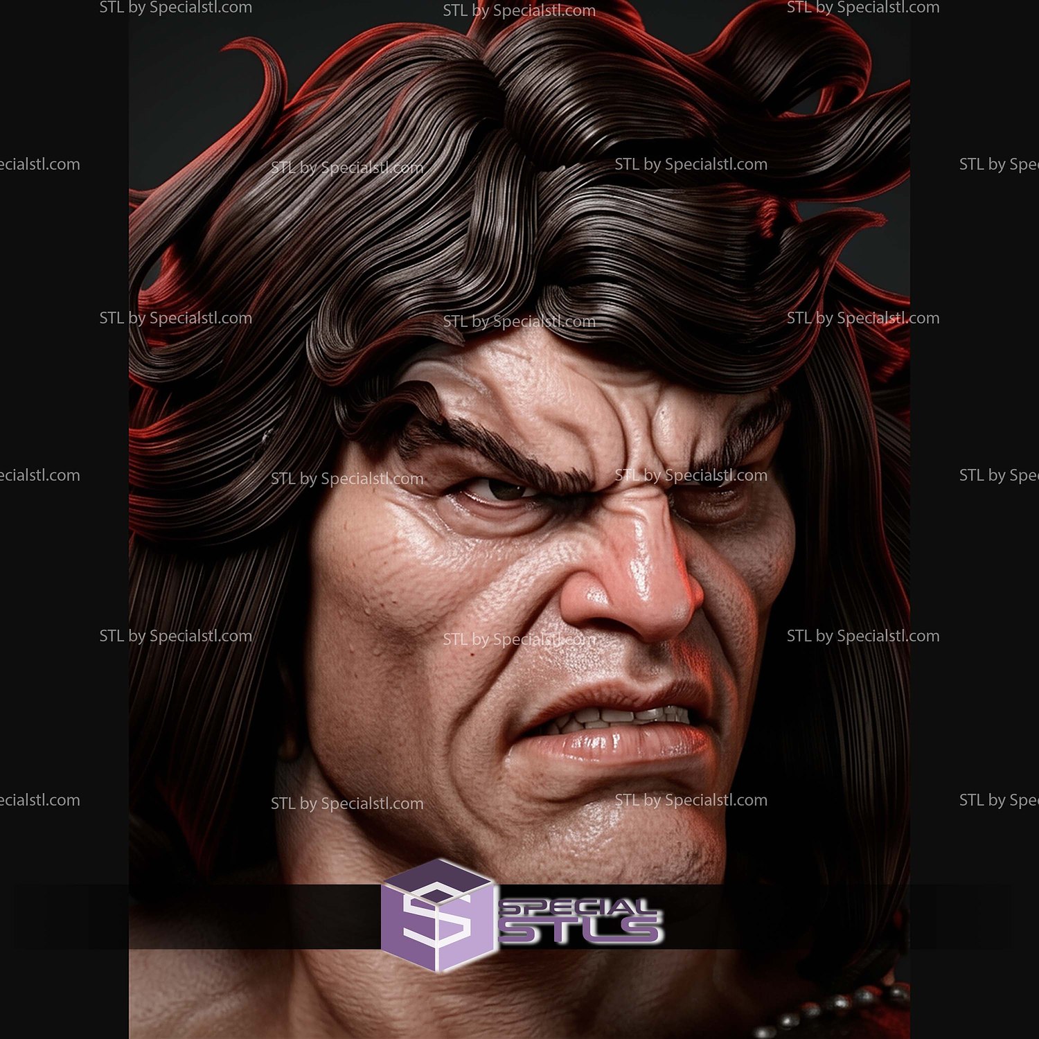 Conan The Barbarian Portrait Bust 328mm STL Files 3D Model — view 5