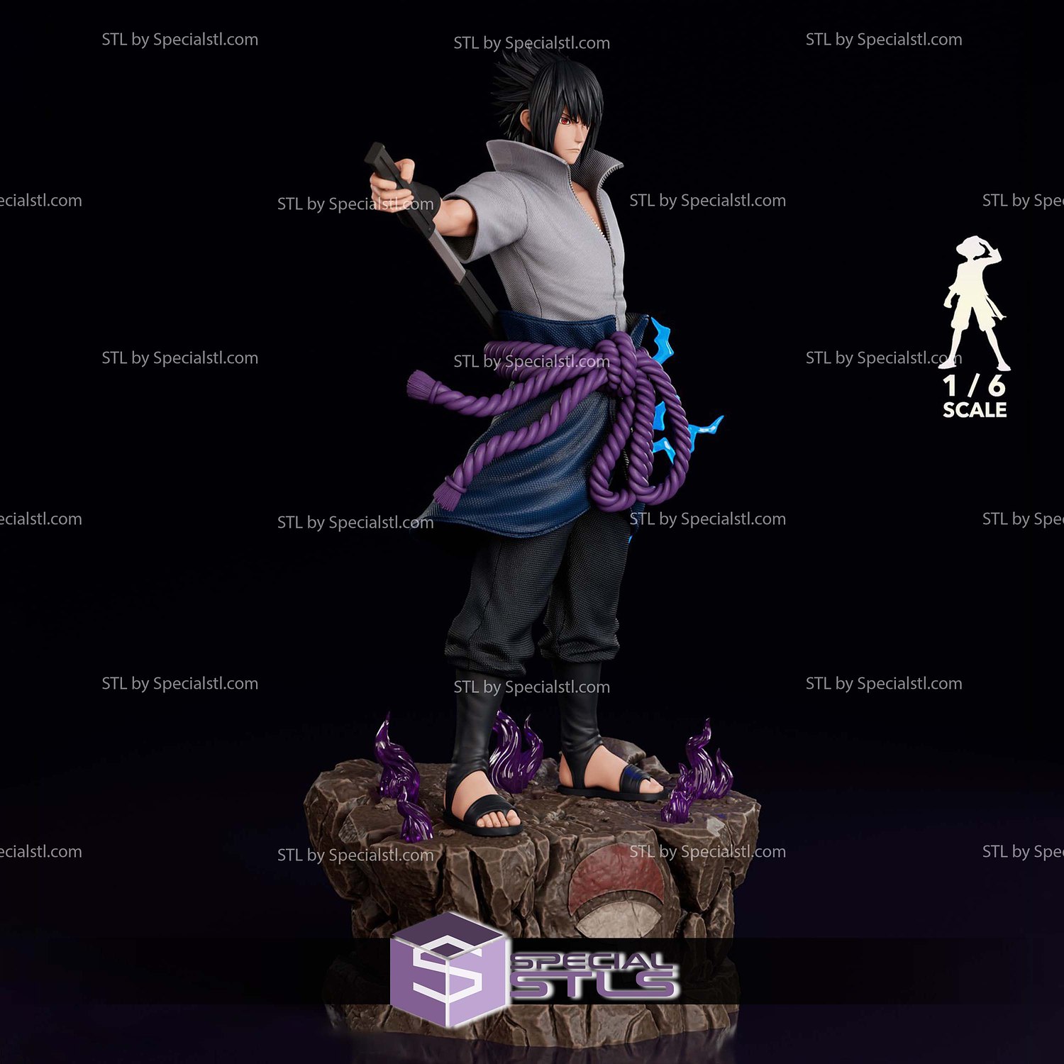 Sasuke Uchiha Power STL Files 3D Model — view 2