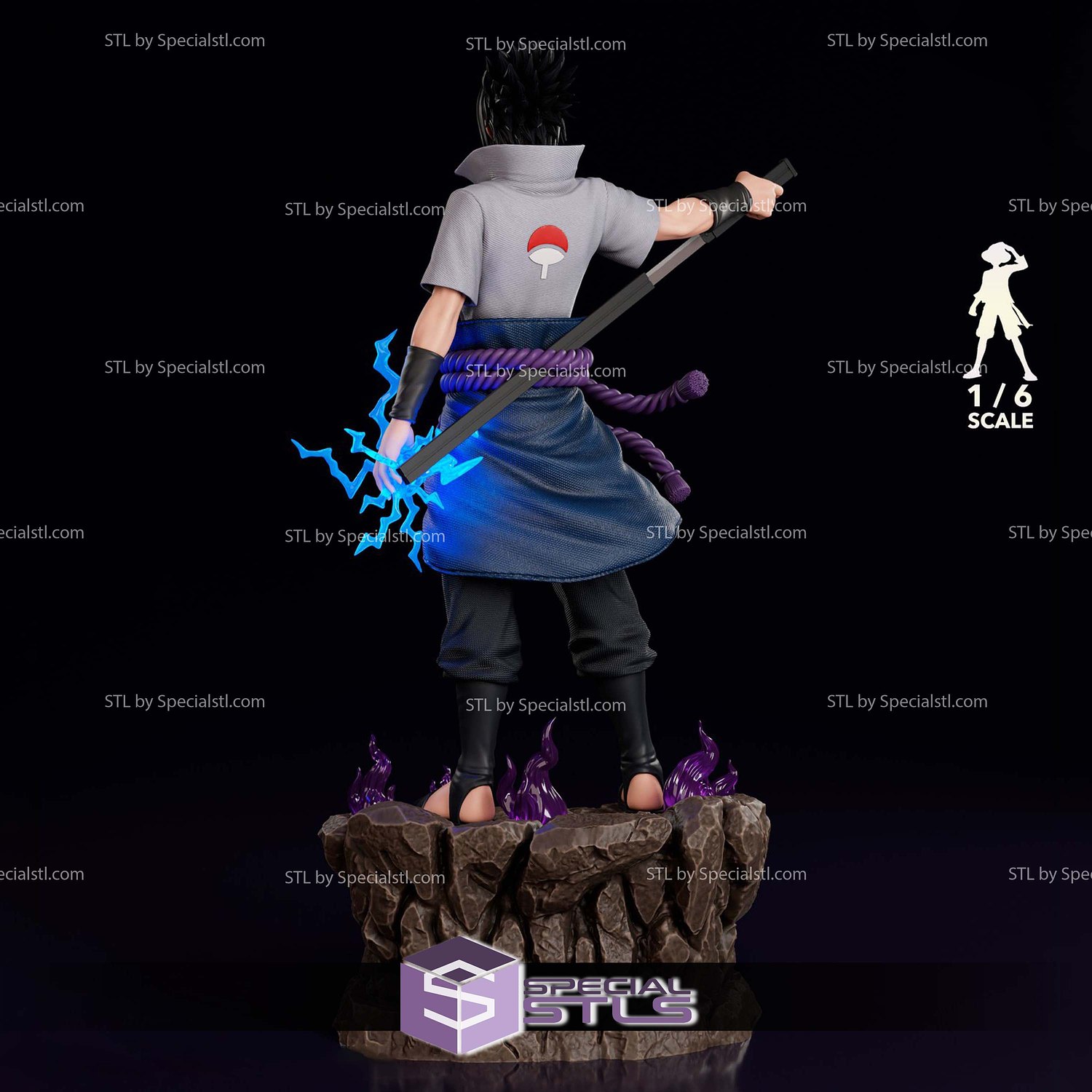 Sasuke Uchiha Power STL Files 3D Model — view 4