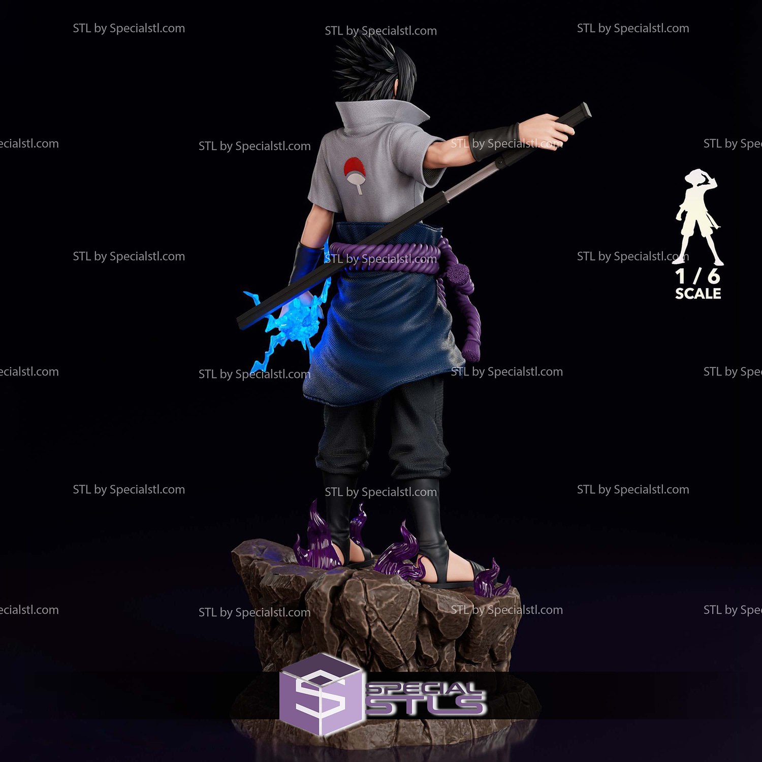 Sasuke Uchiha Power STL Files 3D Model — view 5