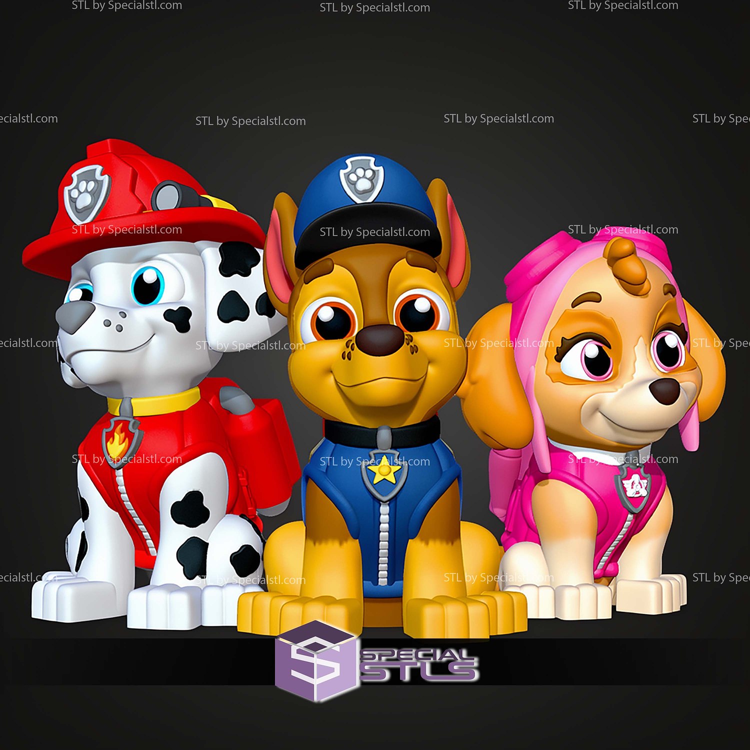 Super Basic STL Paw Patrol Marshall MultiColor 3D Model — view 4
